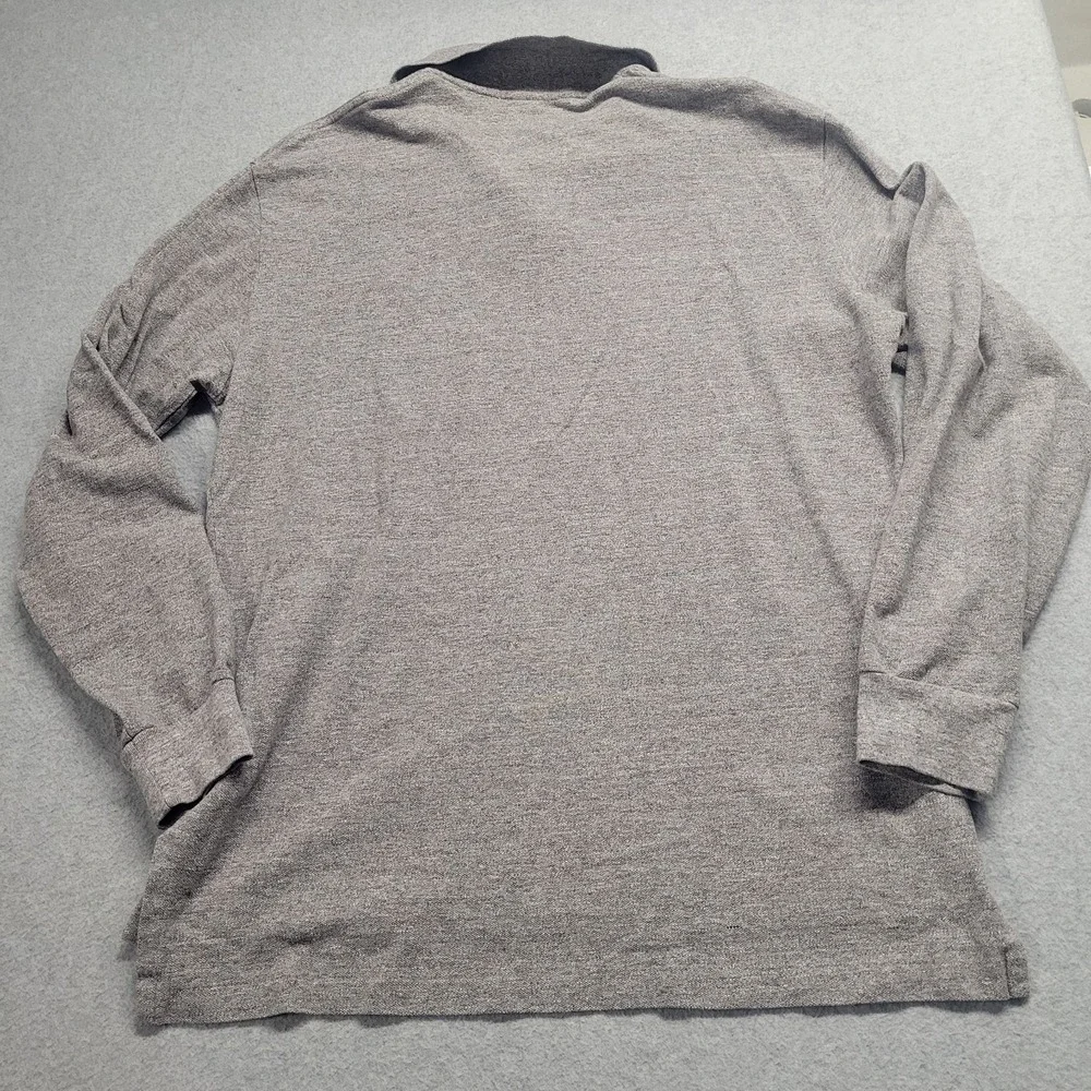 Polo Ralph Lauren Mens Gray Long Sleeve Polo Shirt Cotton Pony‎ Logo Size L